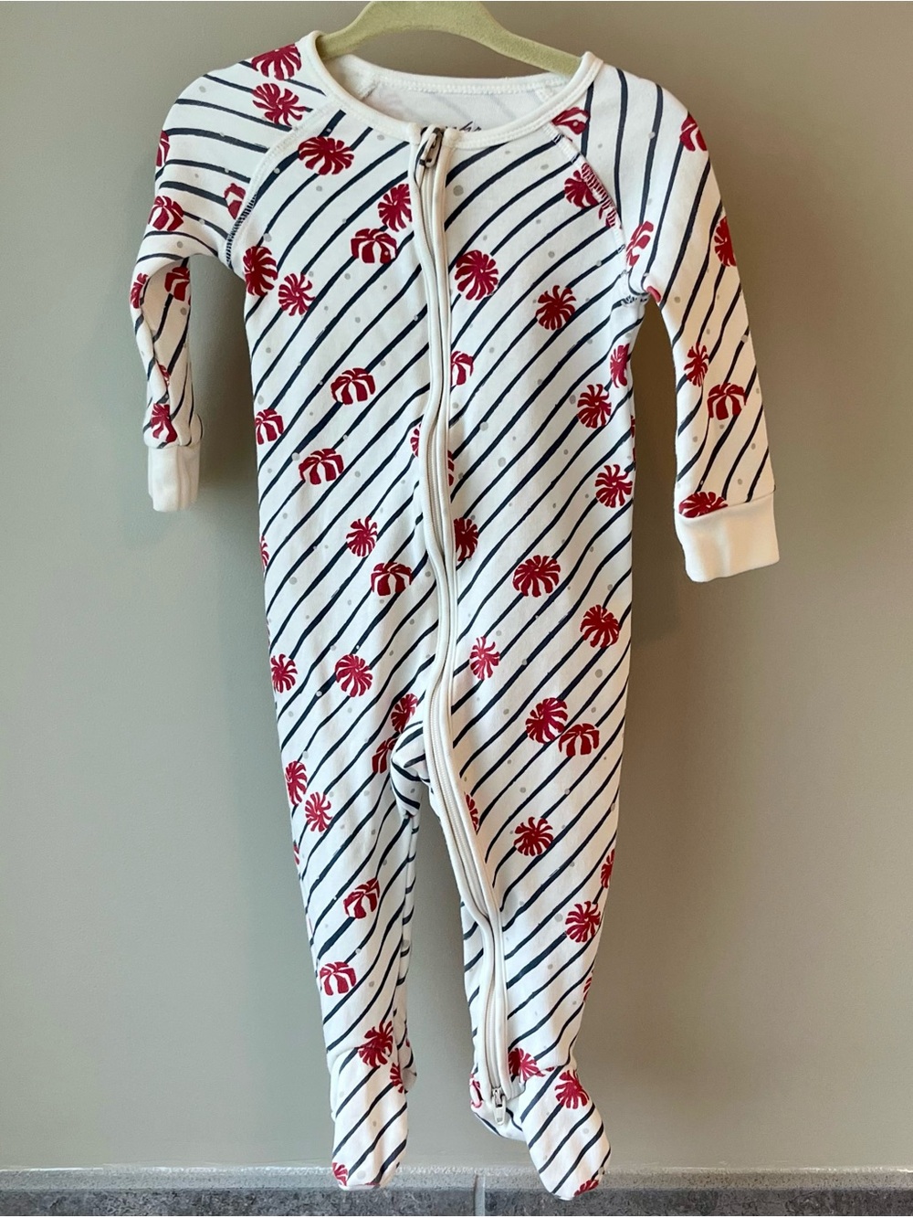 Pehr Footed Baby Sleeper 3-6M Striped Candy Theme Organic Cotton NWOT Holiday